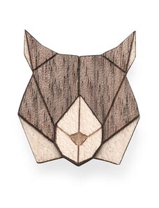 BeWooden Dřevěná brož Lynx Brooch