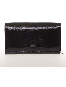 Střední kožená lakovaná dámská peněženka černá - Loren 72035RS černá