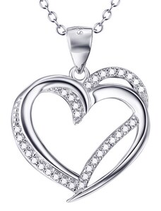 4U Stříbrný náhrdelník s přívěškem srdce