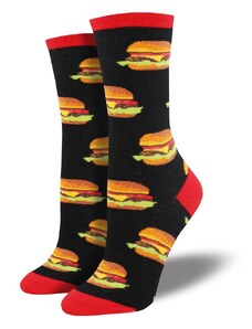 SOCKSMITH černé ponožky Burger DÁMSKÉ