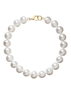 Pavona Perlový náramek bílý z pravých říčních perel se zlatým 14 karátovým zapínáním 923003.1