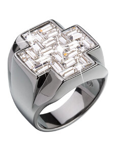 EVOLUTION GROUP Stříbrný prsten s krystaly bílý kříž 35811.1