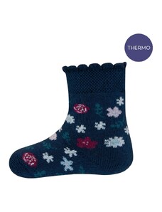 EWERS dětské ponožky termo květinky tmavě modrá