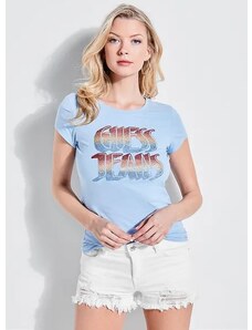 GUESS tričko Retro Glitter Logo Tee modré, 11472-M