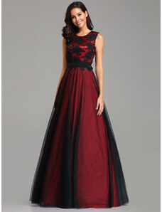 Ever-Pretty Červeno-černé šaty bez rukávu s krajkovým živůtkem