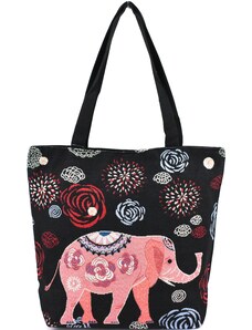 Arteddy Kabelka/ nákupní taška s potiskem - slon/ černá č.2