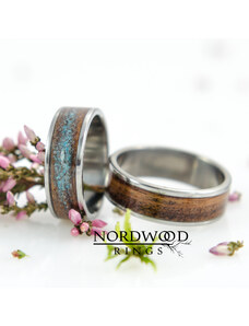 Nordwood Rings Snubní prstýnky TITANIUM & ROSEWOOD & GALAXY