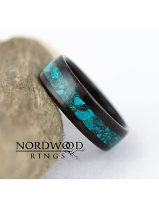 Nordwood Rings Dřevěný prstýnek EBONY & CHRISOCOLLA