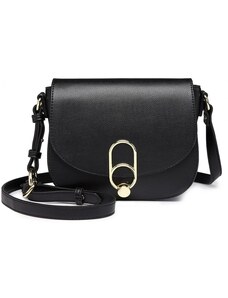 Miss Lulu Kabelka - saddle crossbody s doplňky, černá