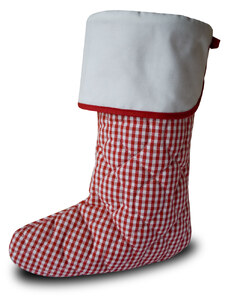 Vánoční nadílková bota červená kostička, bílá
