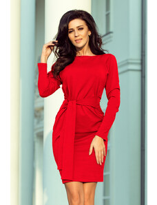 numoco Červené dámské šaty se širokým páskem k zavazování model 7007561