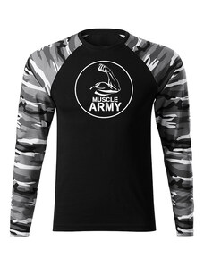 DRAGOWA Fit-T tričko s dlouhým rukávem muscle army biceps, metro 160g / m2