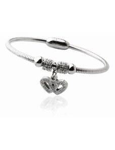 BM Jewellery Luxusní náramek dvě srdce se zirkony Valentýn S597120