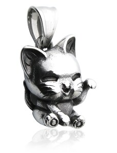 BM Jewellery Přívěsek stříbrný kočka z chirurgické oceli S599080