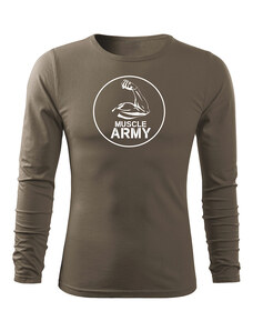 DRAGOWA Fit-T tričko s dlouhým rukávem muscle army biceps, olivová 160g / m2