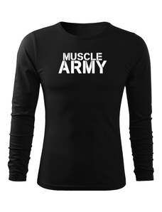 DRAGOWA Fit-T tričko s dlouhým rukávem muscle army, černá 160g / m2