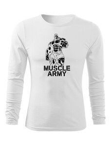 DRAGOWA Fit-T tričko s dlouhým rukávem muscle army man, bílá 160g / m2