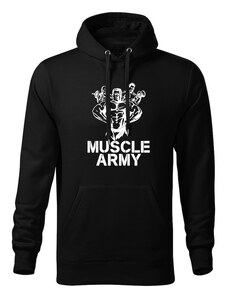 DRAGOWA pánská mikina s kapucí muscle army team, černá 320g / m2