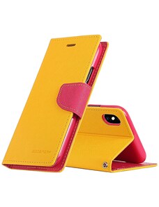 Pouzdro / kryt pro iPhone XS MAX - Mercury, Fancy Diary Yellow/HotPink