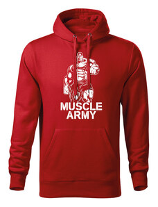 DRAGOWA pánská mikina s kapucí muscle army man, červená 320g / m2