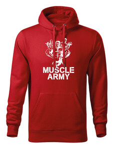 DRAGOWA pánská mikina s kapucí muscle army team, červená 320g / m2