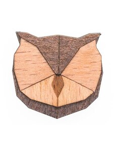 BeWooden Dřevěná brož Owl Brooch