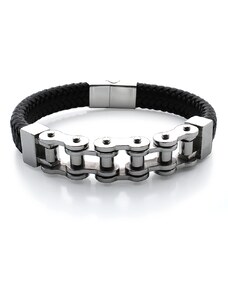 BM Jewellery Kožený náramek motocyklový řetěz S604230