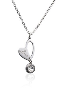 BM Jewellery Dámský náhrdelník srdce LOVE Valentýn z chirurgické oceli S606080