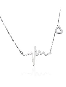 BM Jewellery Originální ocelový náhrdelník Srdeční tep EKG z chirurgické oceli S608050