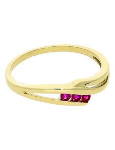 Goldstore Zlatý prsten tři červené rubíny