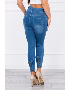 Fashionweek Džínové kalhoty,džíny s mašlemi a zipy K3653