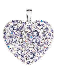 EVOLUTION GROUP Stříbrný přívěsek s krystaly Swarovski mix barev srdce 34243.3 violet