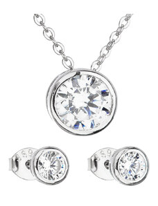 EVOLUTION GROUP Sada šperků se zirkonem v bílé barvě náušnice a náhrdelník 19006.1