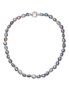 EVOLUTION GROUP Perlový náhrdelník z pravých říčních perel modrý 22027.3