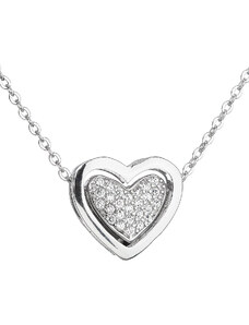 EVOLUTION GROUP Stříbrný náhrdelník se zirkonem bílé srdce 12029.1