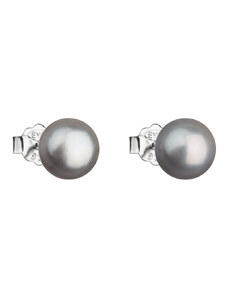Pavona Stříbrné náušnice pecky s šedou říční perlou 21042.3