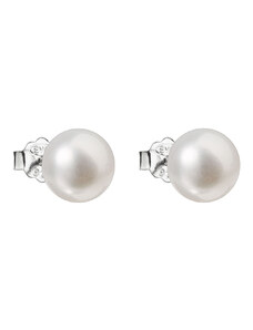 Pavona Stříbrné náušnice pecky s bílou říční perlou 21043.1