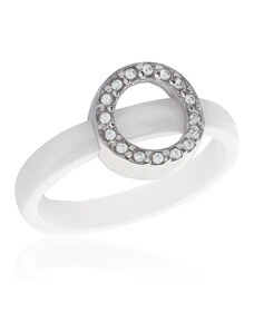 Dámský keramický prsten se zirkony BLACK&WHITE S628100
