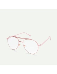 LUEUR Brýle s čirými skly pilotky růžové obroučky P259