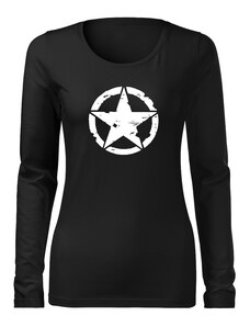 DRAGOWA Slim dámské tričko s dlouhým rukávem star, černá 160g / m2