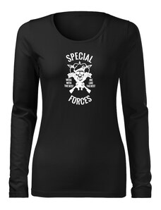 DRAGOWA Slim dámské tričko s dlouhým rukávem special forces, černá 160g / m2