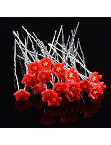 YalannBeauty Store Ozdoba do vlasů ve tvaru květinky v červené barvě