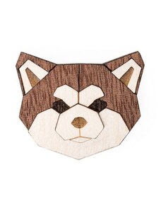 BeWooden Dřevěná brož ve tvaru psa Akita Inu Brooch