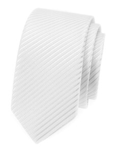 Avantgard Bílá slim kravata s proužky