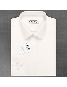 Pánská luxusní košile AMJ smetanová JDAP016SKL, dlouhý rukáv, zdobený límec, prodloužená délka