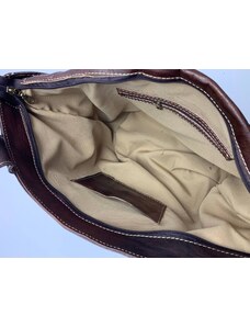 MagBag Kožená kabelka s kapsou na zip hnědá