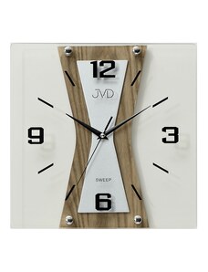 Nástěnné moderní skleněné dřevěné netikající tiché hodiny JVD NS17010/78
