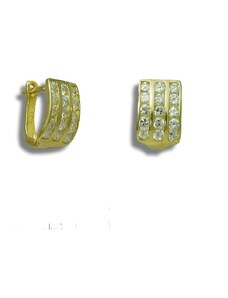 GEMMAX Jewelry Zlaté náušnice půlkruhy osazené třemi řadami čirých zirkonů GLEYB-62731