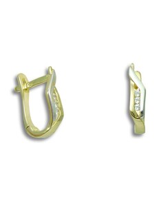 GEMMAX Jewelry Zlaté náušnice Palm - osazené bílými zirkony GLECB-70641