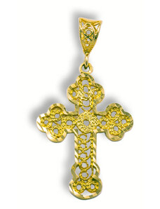 GEMMAX Jewelry Zlatý přívěsek Kříž - masivní, filigránový, listový tvar GUPYN-87111
